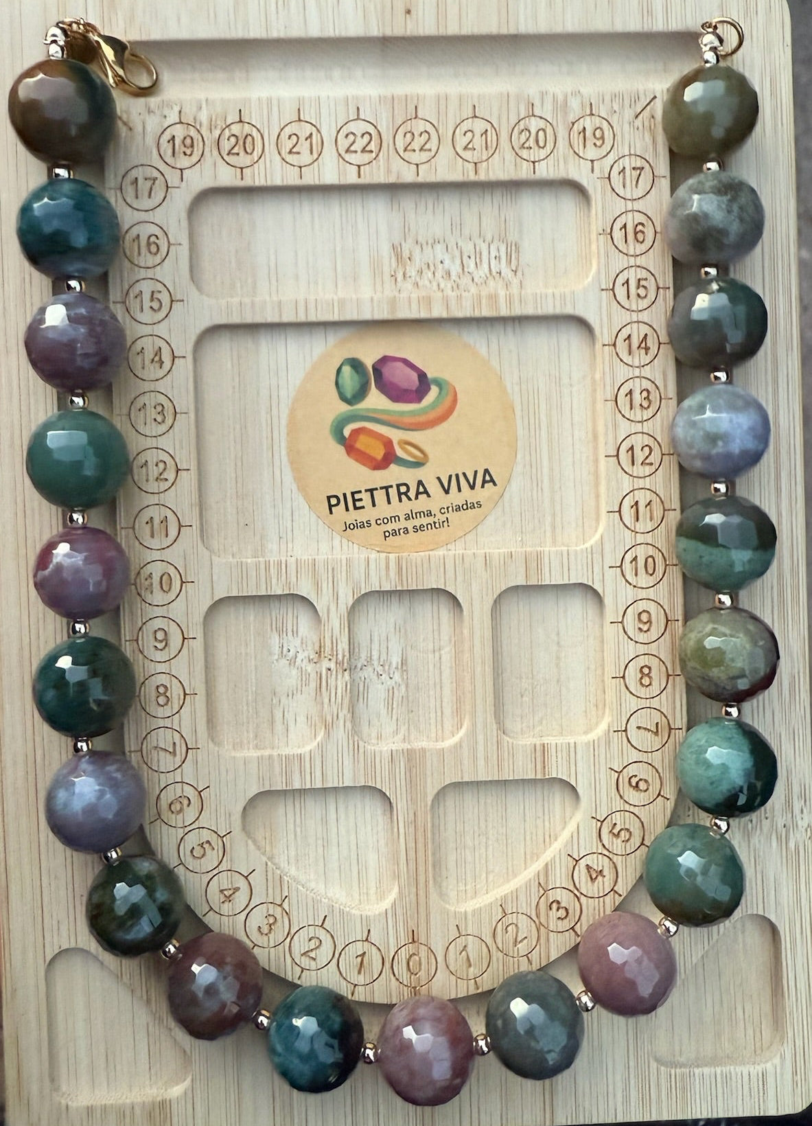 Colar de Ágata Índia com Hematita Dourada